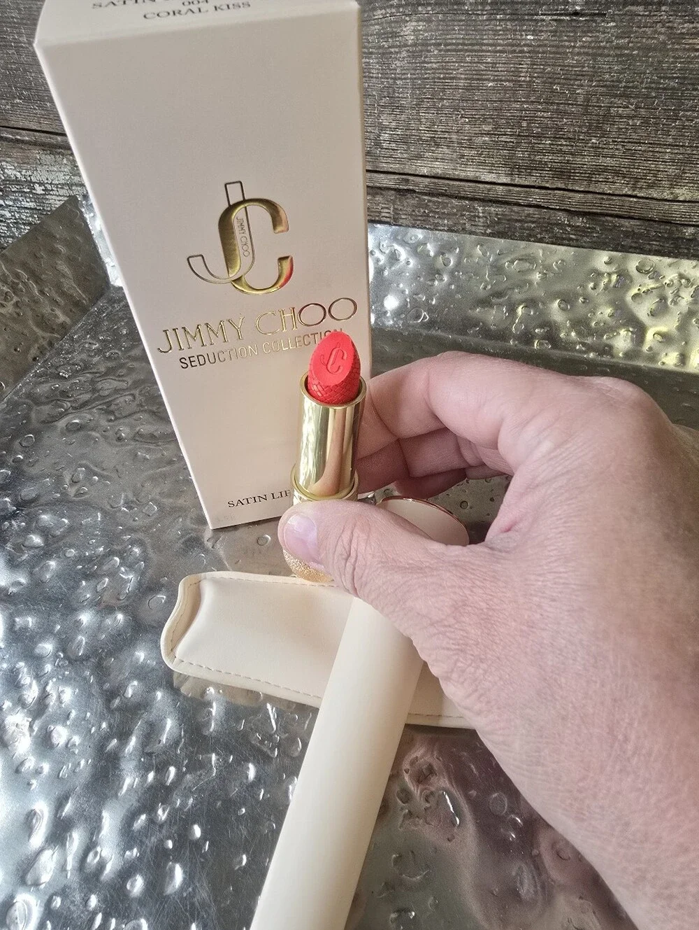 Jimmy Choo Seduction Collection Satin Lip Colour In Coral Kiss, NEW